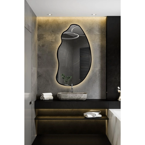 Lustro o organicznym kształcie w ramie z podświetleniem - TOPAZ W RAMIE LED